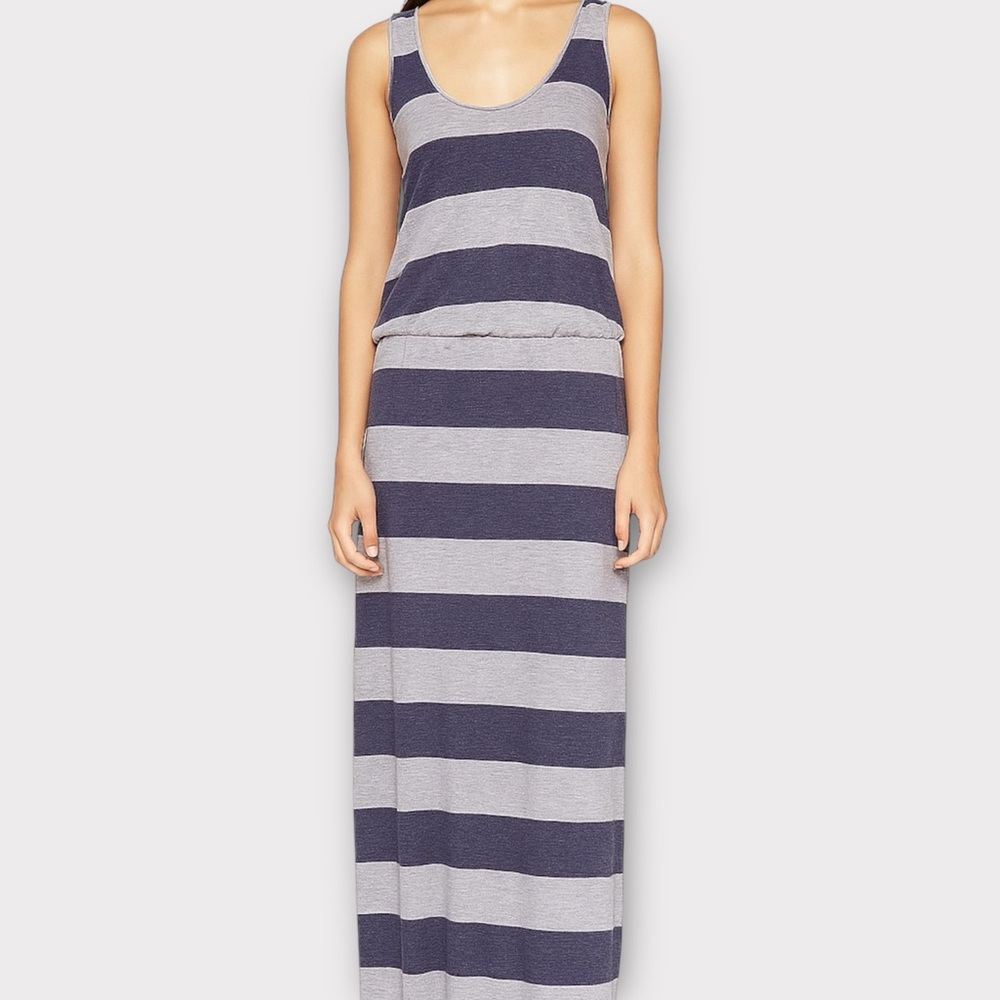 Soft Joie Women’s Dress Size XS Maxi Ruched Waist Lightweight Graphic Stripes